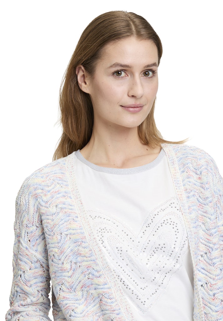 Cartoon Damen Strickjacken Blue/White
