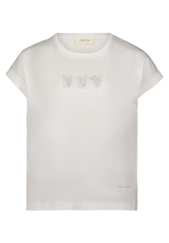 Cartoon Damen T-Shirts Patch Cream/Pin