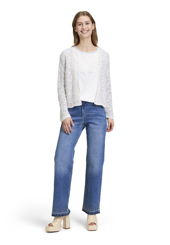 Cartoon Damen Strickjacken Blue/White