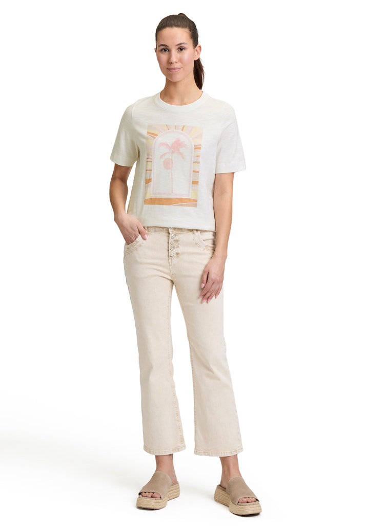 Cartoon Damen T-Shirts Patch Cream/Pin