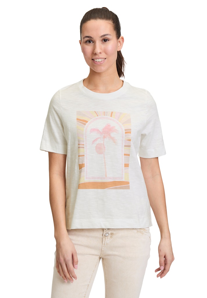 Cartoon Damen T-Shirts Patch Cream/Pin