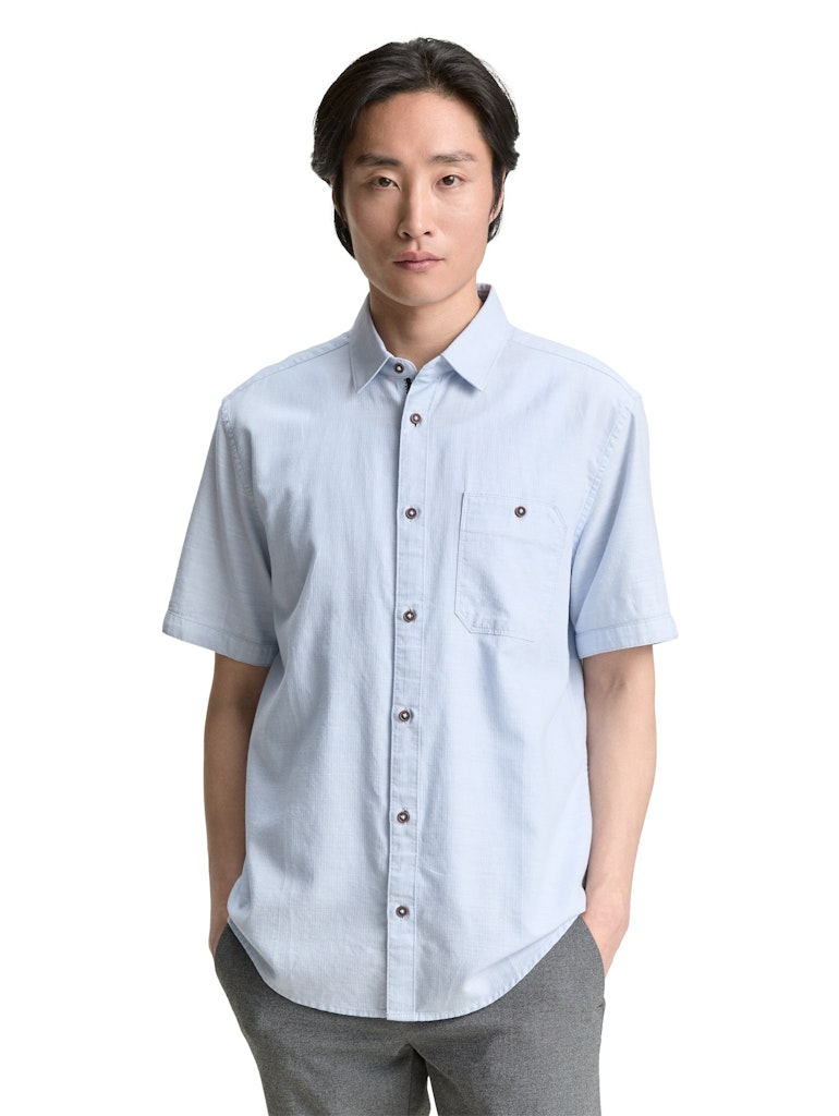 Tom Tailor Herren Hemden kurz Powder Blue Zig