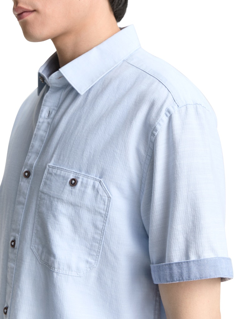 Tom Tailor Herren Hemden kurz Powder Blue Zig