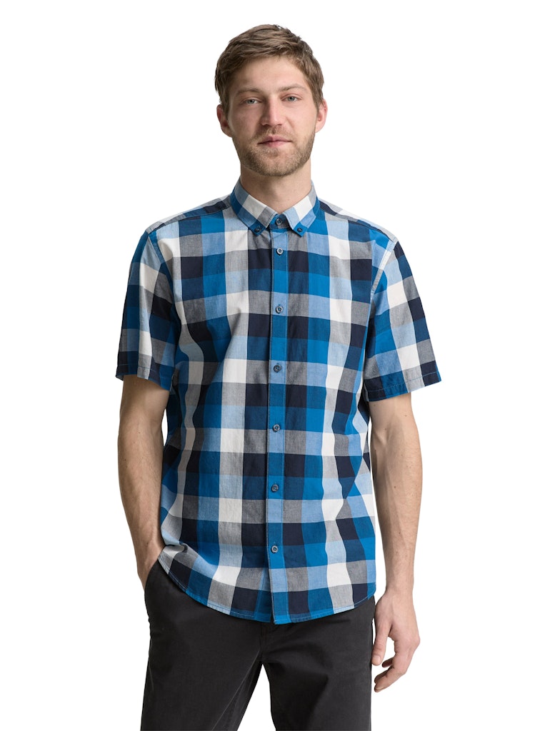 Tom Tailor Herren Hemden kurz Blue Big Check