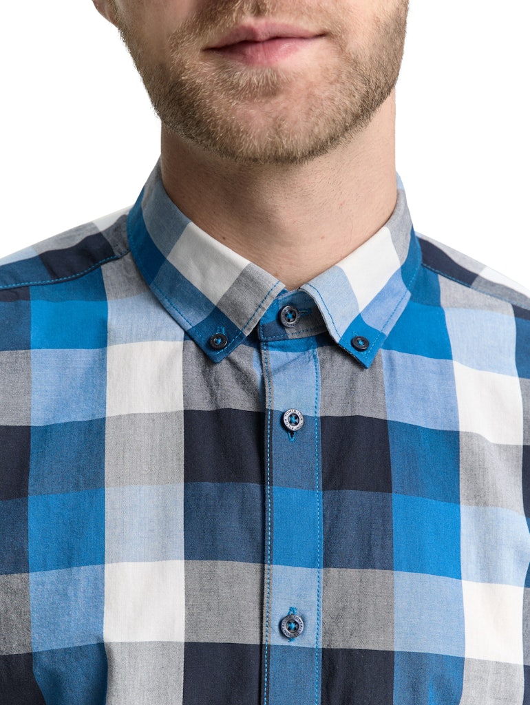 Tom Tailor Herren Hemden kurz Blue Big Check