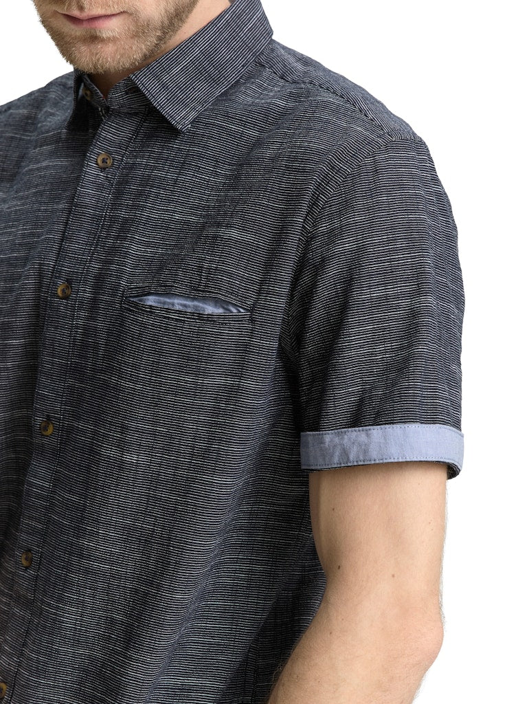 Tom Tailor Herren Hemden kurz Navy Horizontal