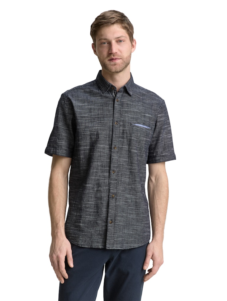 Tom Tailor Herren Hemden kurz Navy Horizontal