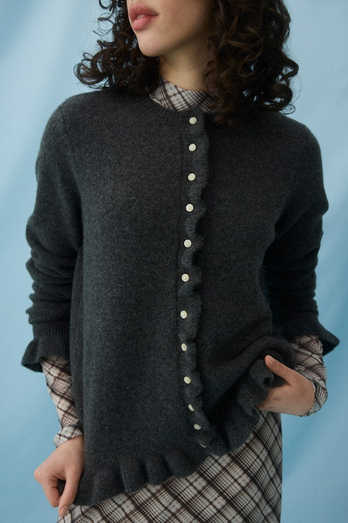 Vila Damen Strickjacken Medium Grey Mel