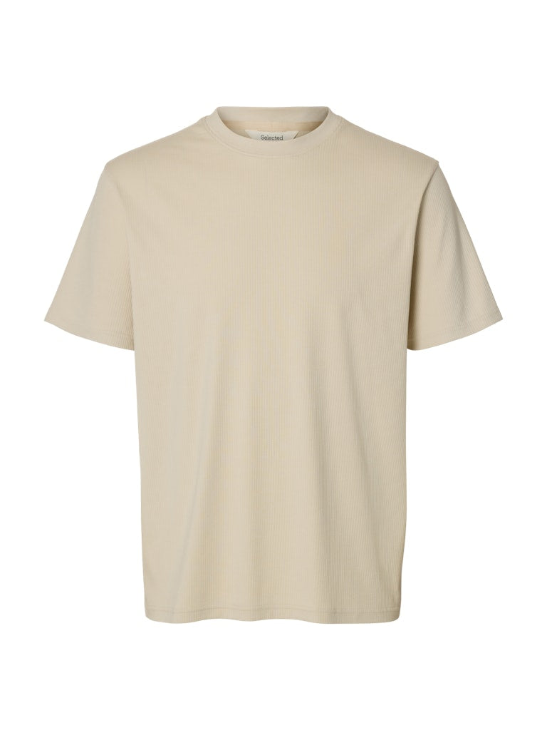 Selected homme Herren T-Shirts kurz Oatmeal