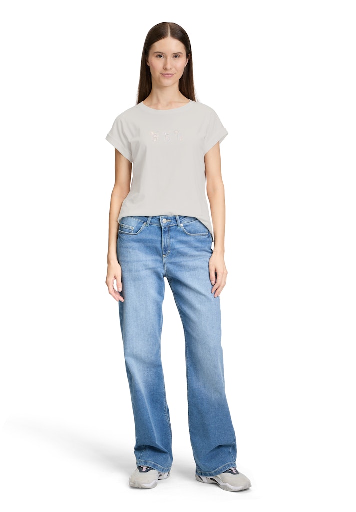 Cartoon Damen T-Shirts Patch Cream/Pin