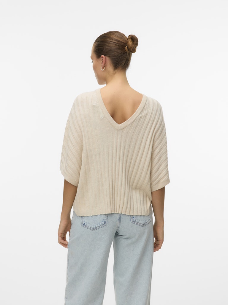 Vero Moda Damen Pullover Oatmeal/W. Mela