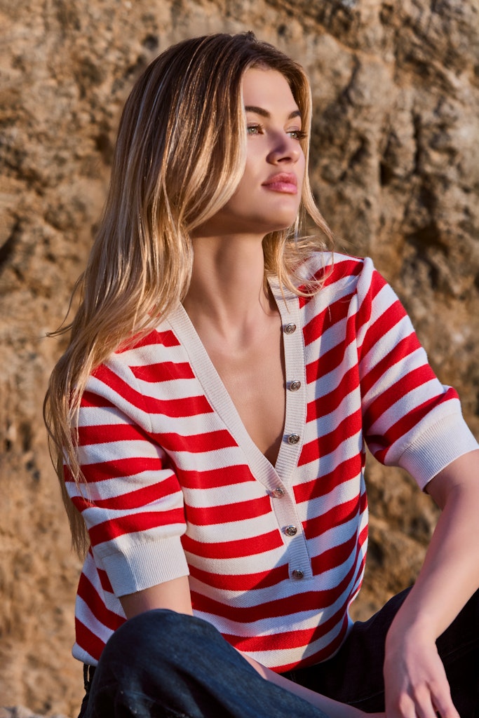 Monari Damen Pullover Red Ringel