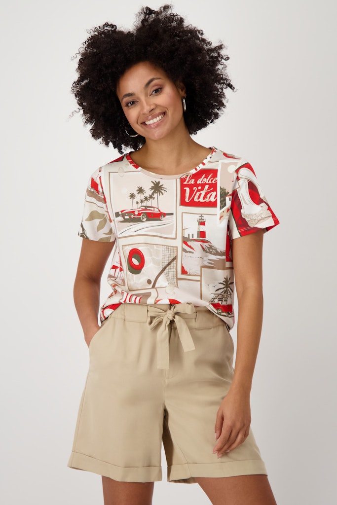 Monari Damen T-Shirts Red Gemustert