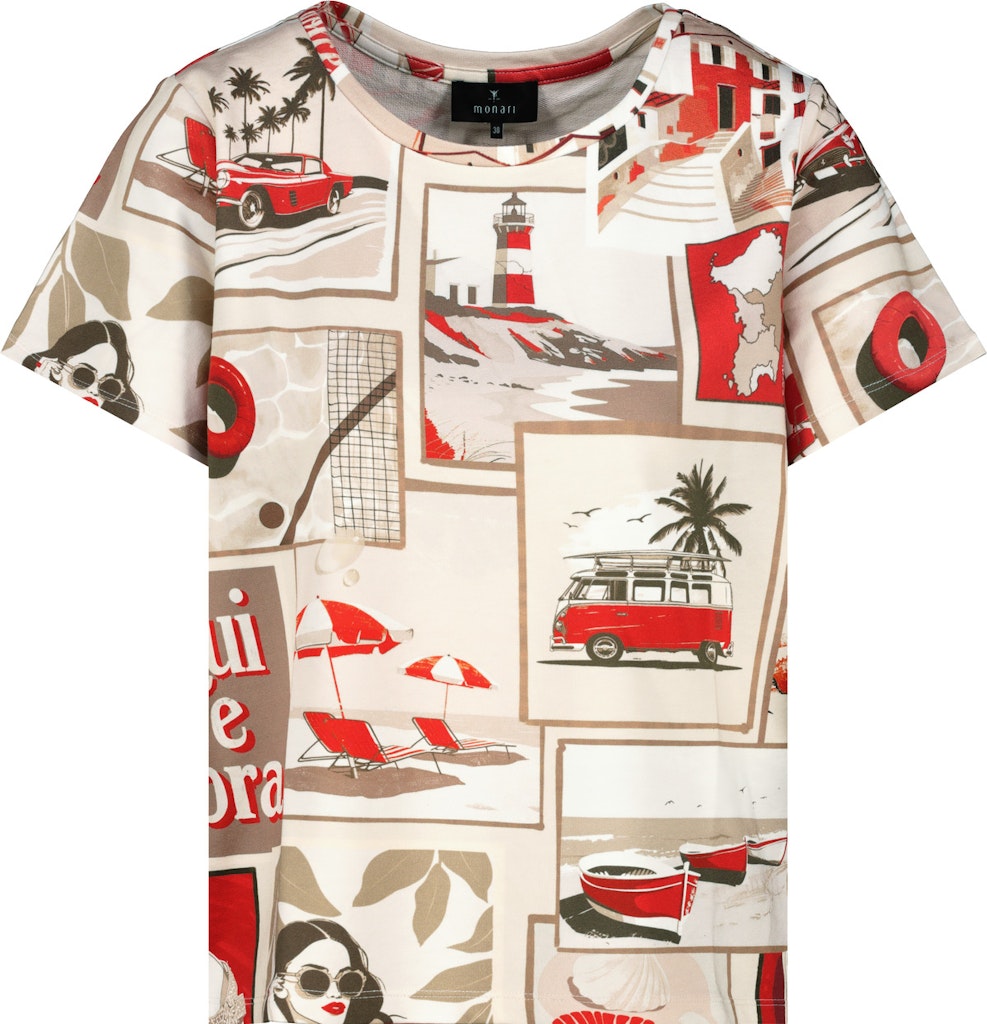 Monari Damen T-Shirts Red Gemustert