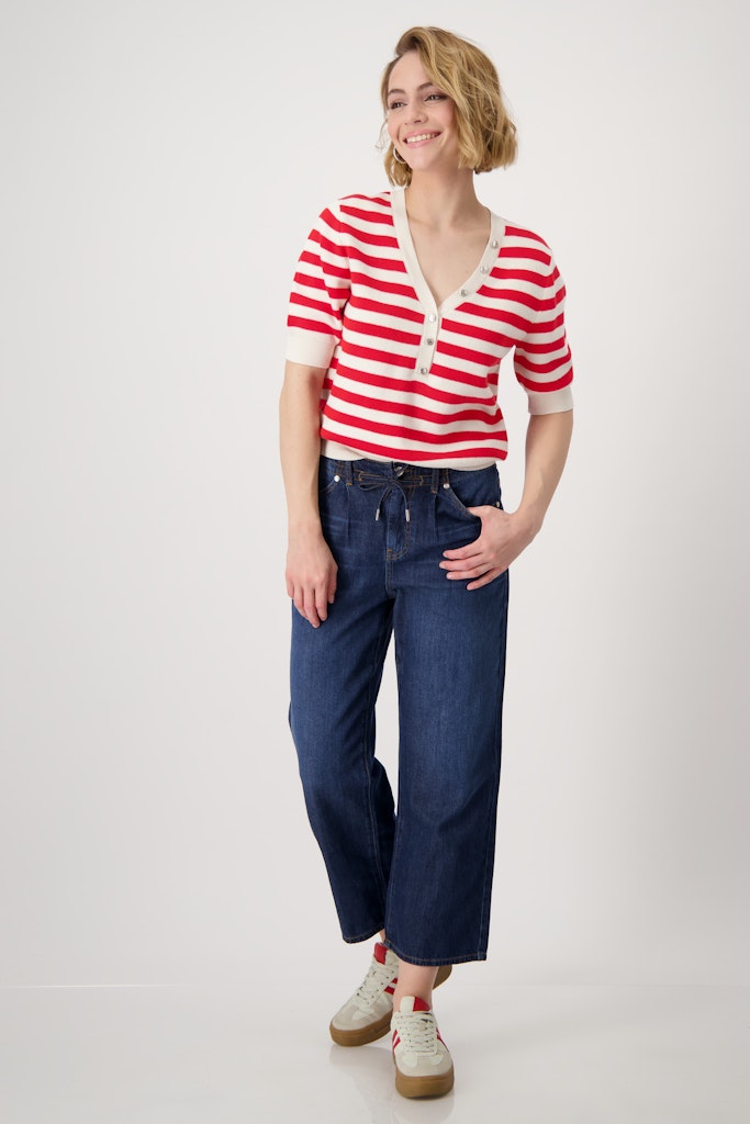 Monari Damen Pullover Red Ringel