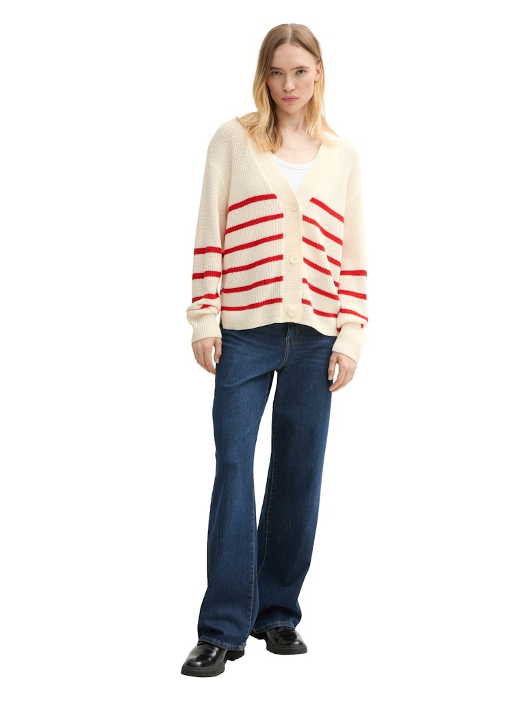 Tom Tailor denim Damen Strickjacken Placed White Re