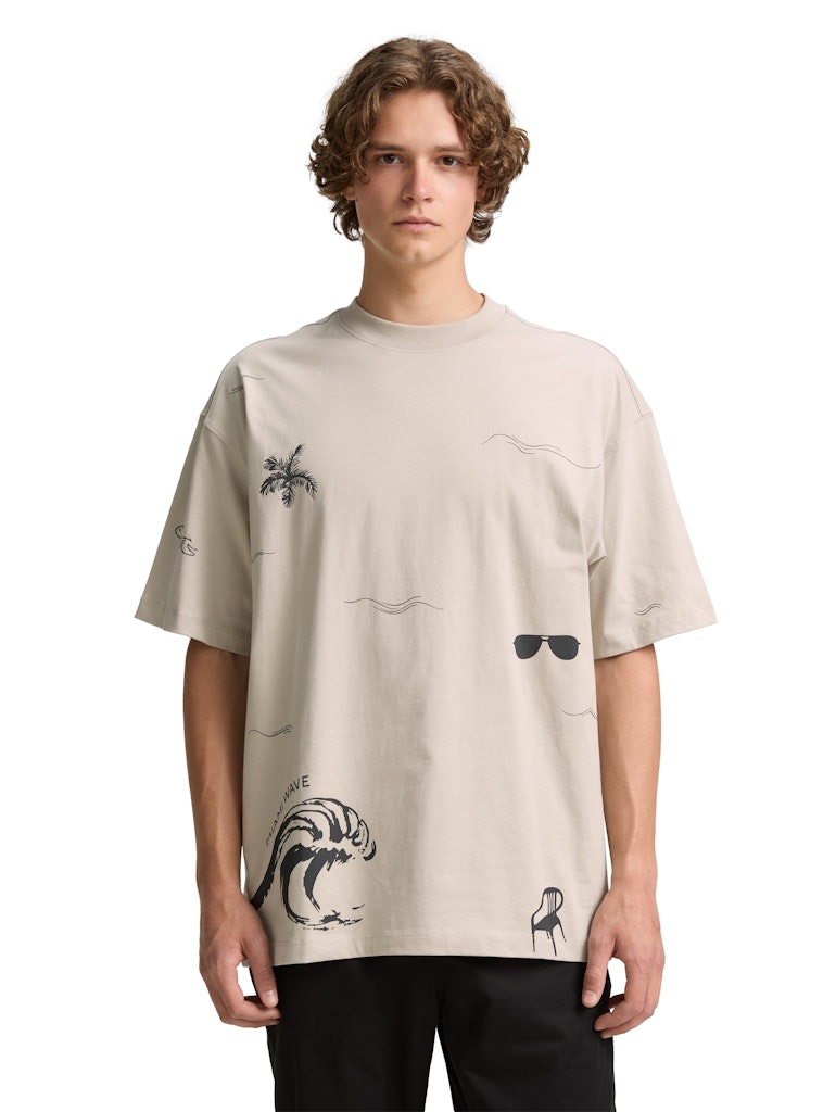 Tom Tailor denim Herren T-Shirts kurz Light Dove Grey