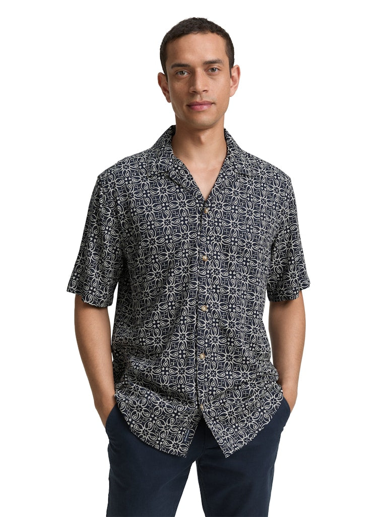 Tom Tailor Herren Hemden kurz Navy Mosaic Des