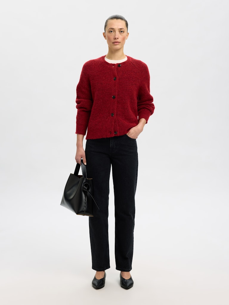 Selected Femme Damen Strickjacken Equestrian Red/