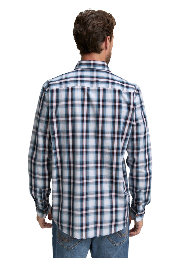 Tom Tailor Herren Hemden lang White Blue Shad