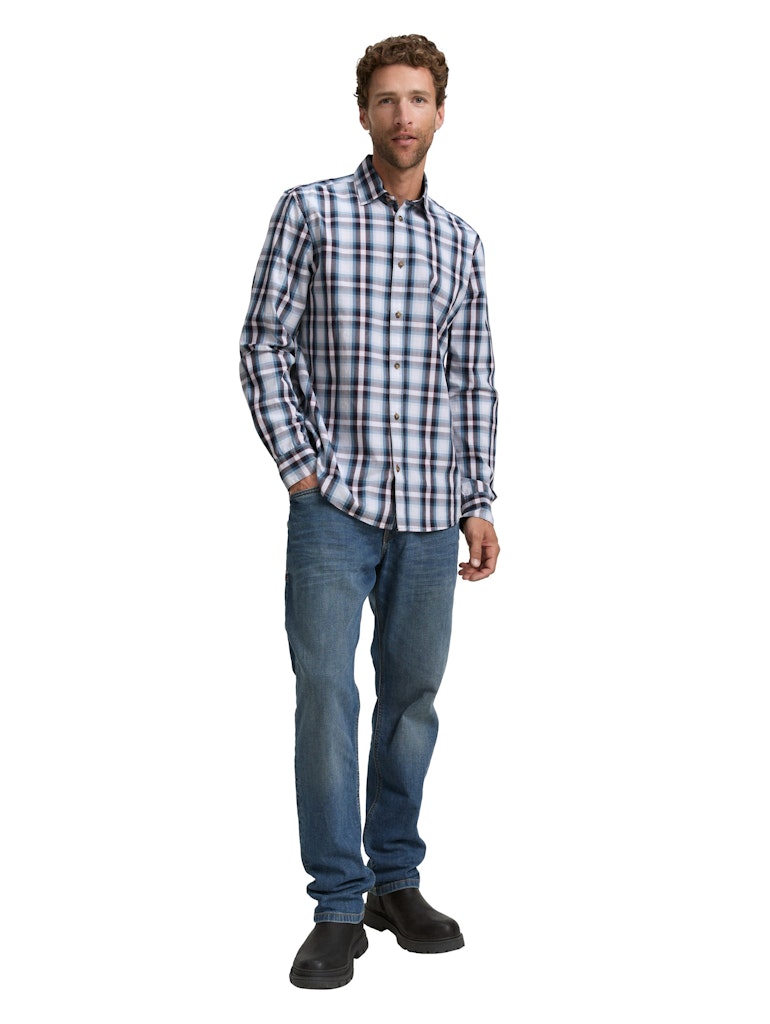 Tom Tailor Herren Hemden lang White Blue Shad
