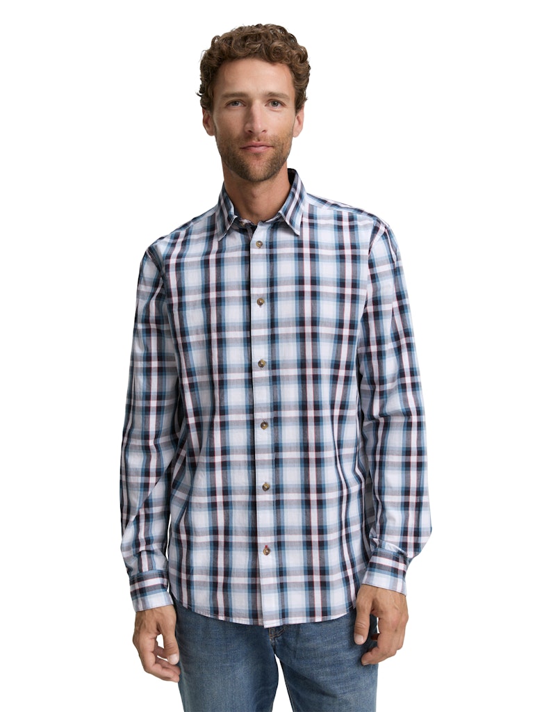 Tom Tailor Herren Hemden lang White Blue Shad