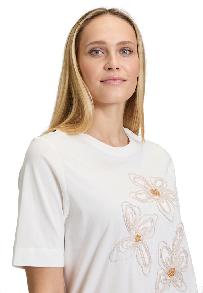 Cartoon Damen T-Shirts Patch Cream/Bei