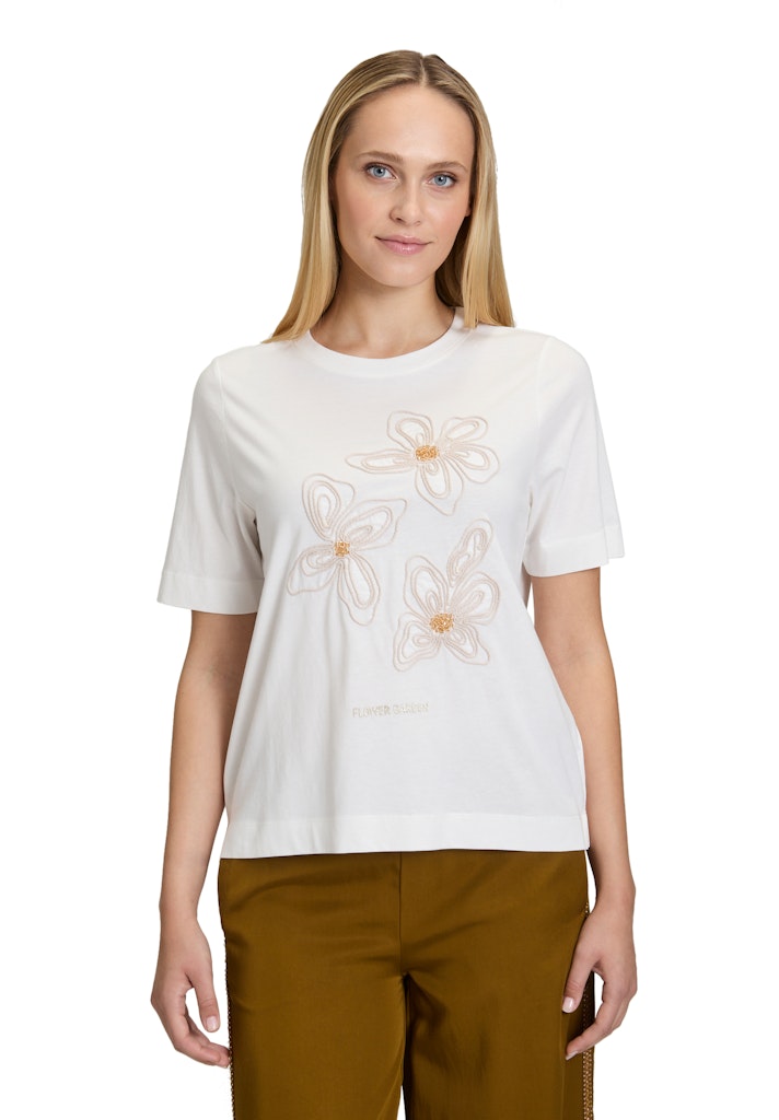 Cartoon Damen T-Shirts Patch Cream/Bei