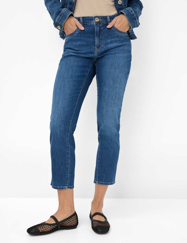Brax Damen Jeans Used Stone Blue