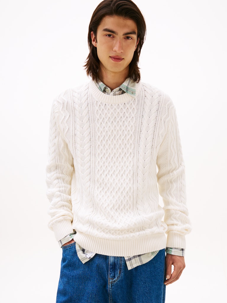 Tommy Jeans Herren Pullover K White