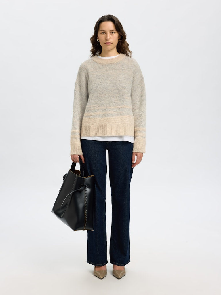 Selected Femme Damen Pullover Light Grey Mela