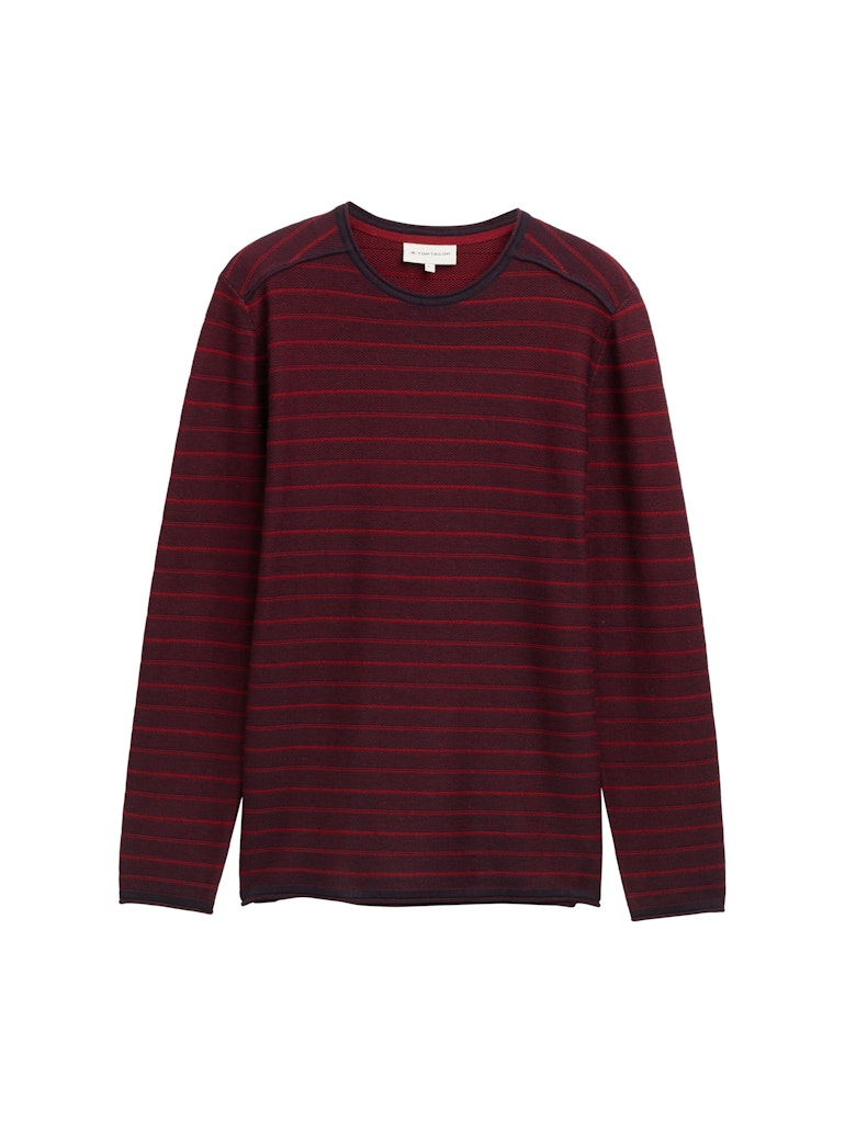 Tom Tailor Herren Pullover Red Navy Stripe