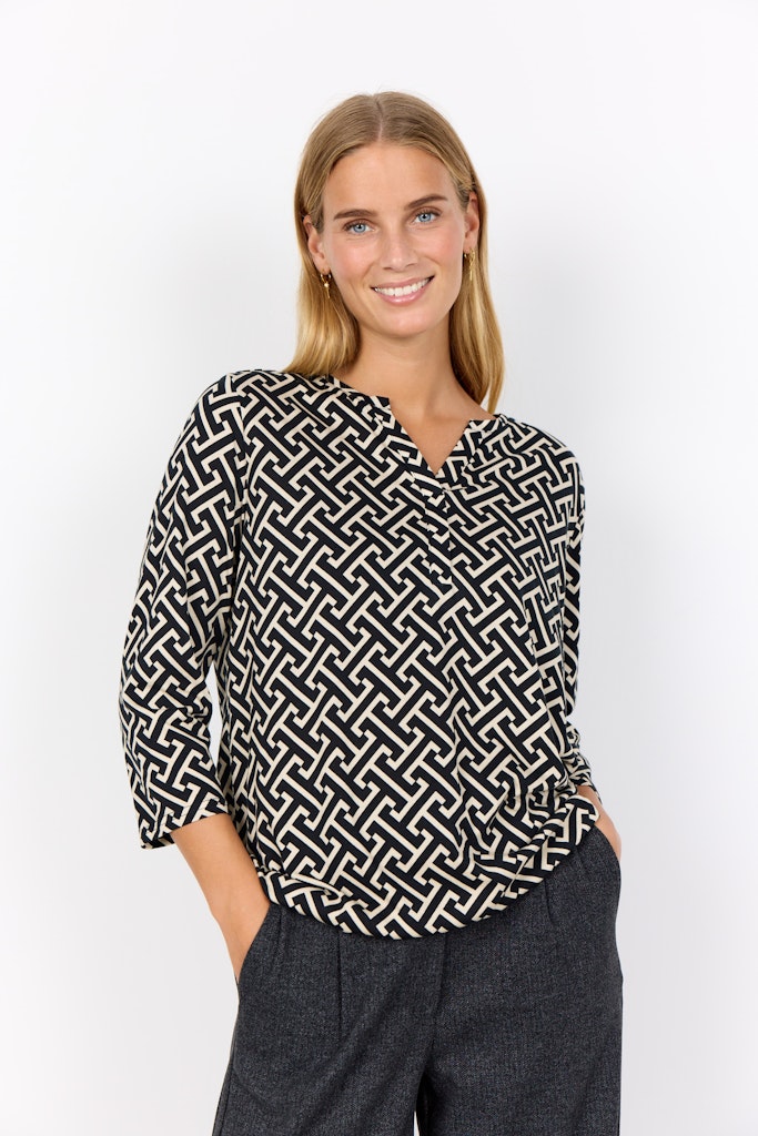 Soya Concept Damen Blusen Black Combi