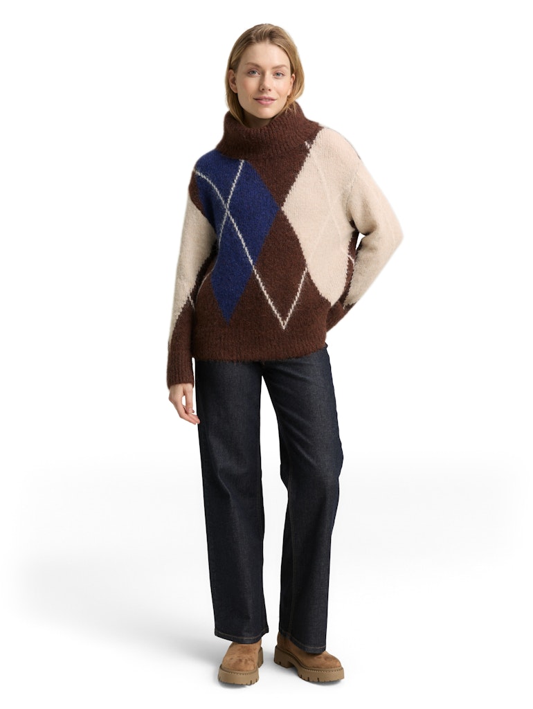 Tom Tailor Damen Pullover Brown Blue Argy