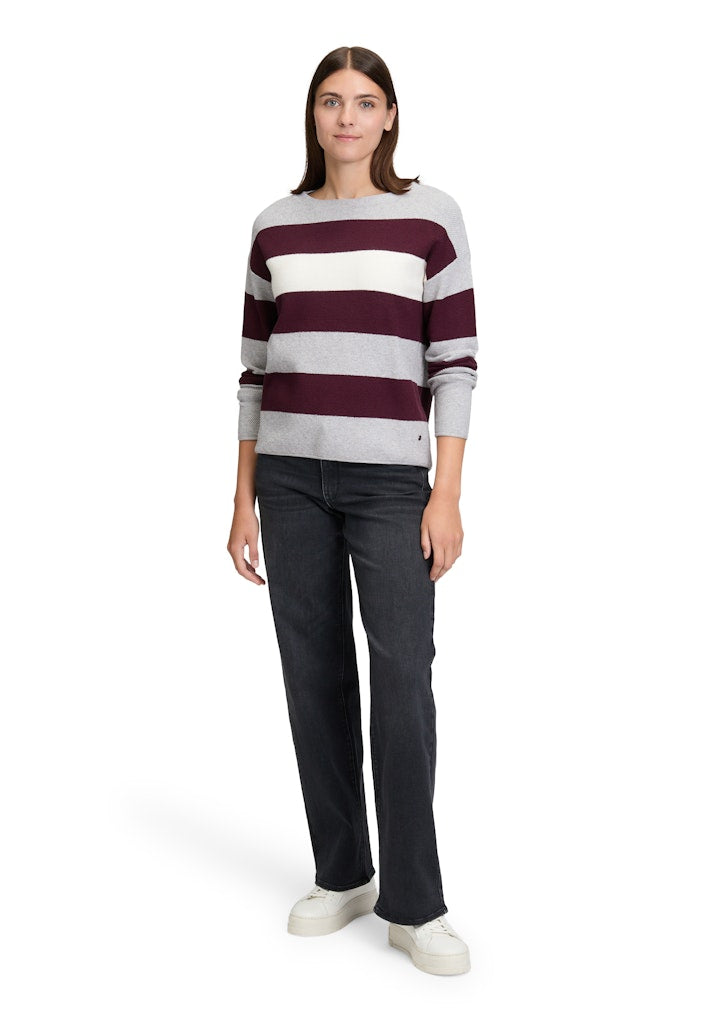 Betty & Co Damen Pullover Grey/Dark Red