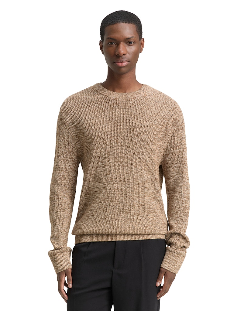 Tom Tailor denim Herren Pullover Brown Tonal Kni