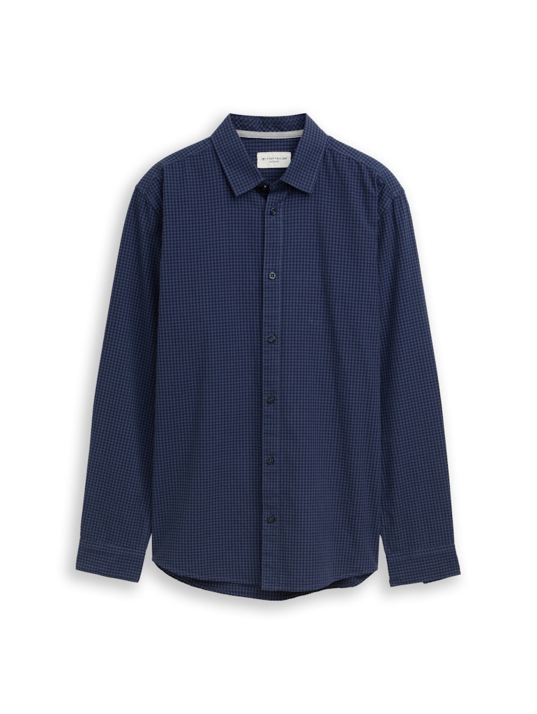 Tom Tailor Herren Hemden lang Blue Vichy Chec