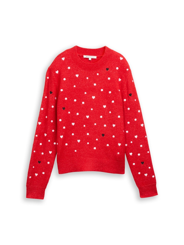 Tom Tailor denim Damen Pullover Red With Hearts