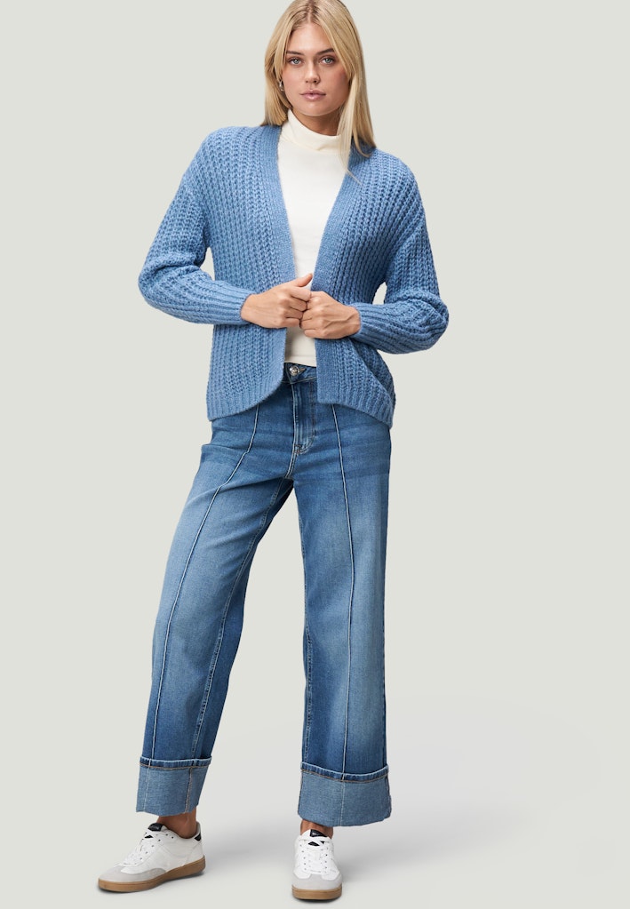 Zero Damen Strickjacken Middle Blue Mel