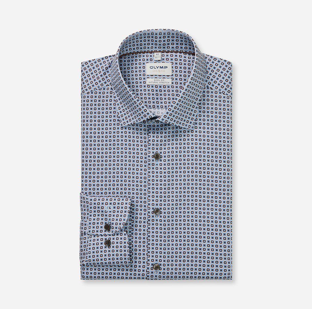 Olymp Herren Hemden lang Rauchblau