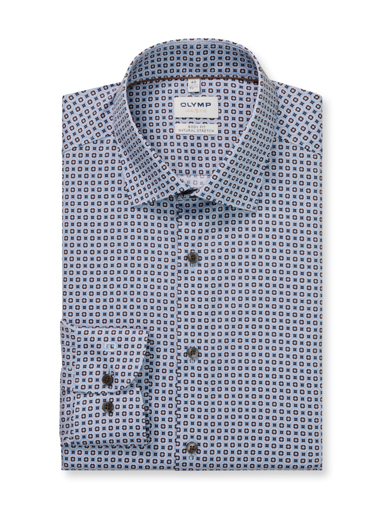 Olymp Herren Hemden lang Rauchblau