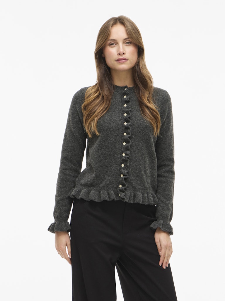 Vila Damen Strickjacken Medium Grey Mel