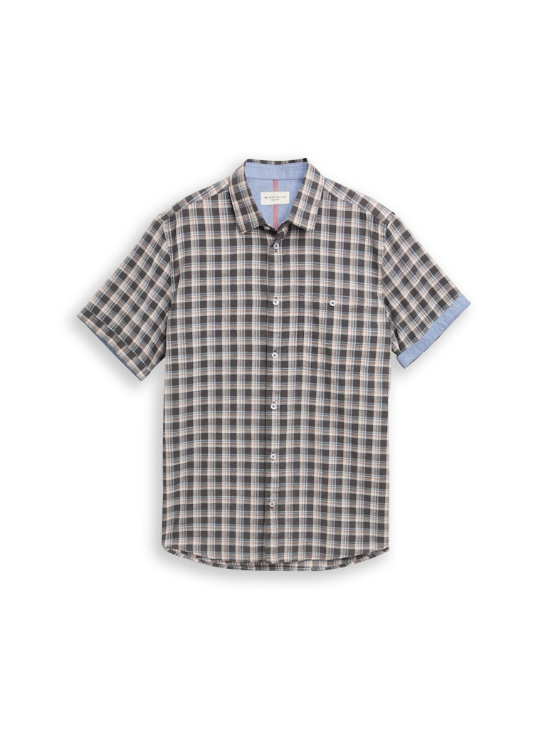 Tom Tailor Herren Hemden kurz Grey White Chec