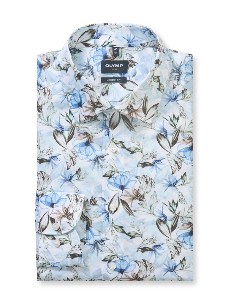 Olymp Herren Hemden lang Bleu