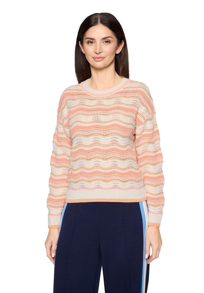 Cartoon Damen Pullover Cream/Orange