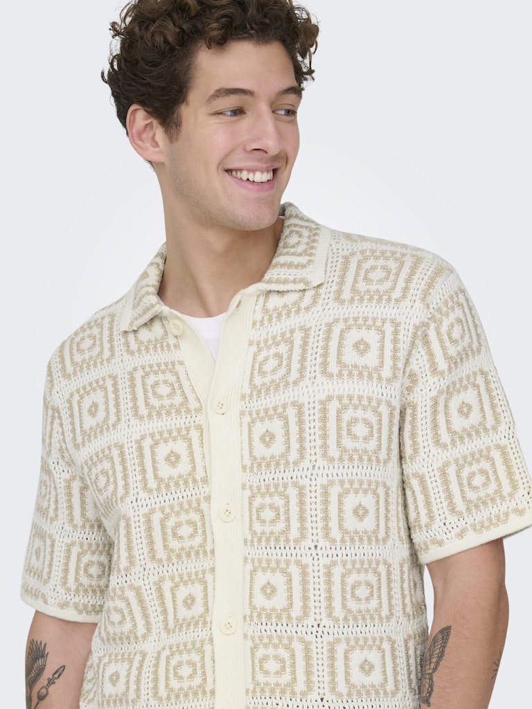 Only & Sons Herren Polo-Shirts Egret/W. Silver