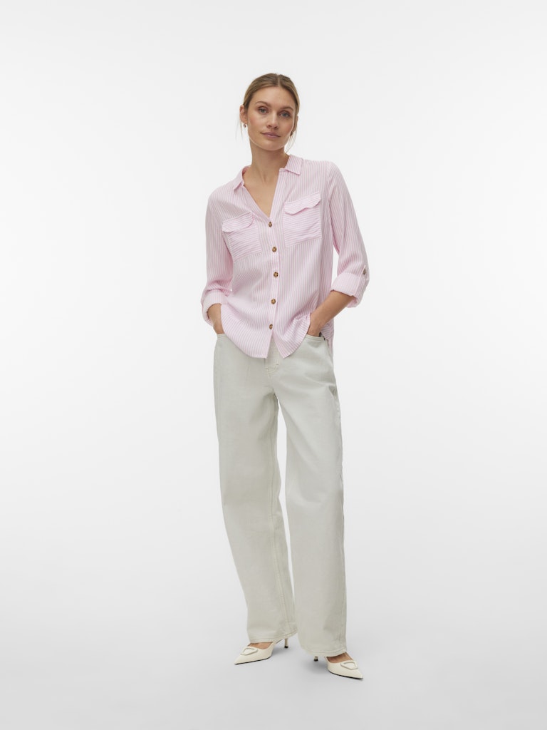 Vero Moda Damen Blusen Bonbon/Snow Whi