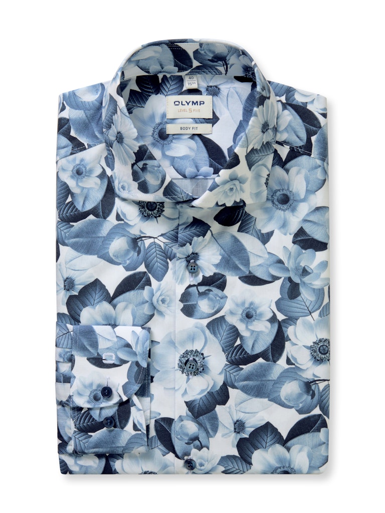 Olymp Herren Hemden lang Bleu