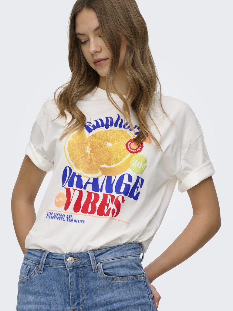 only Damen T-Shirts Cloud Dancer/Or