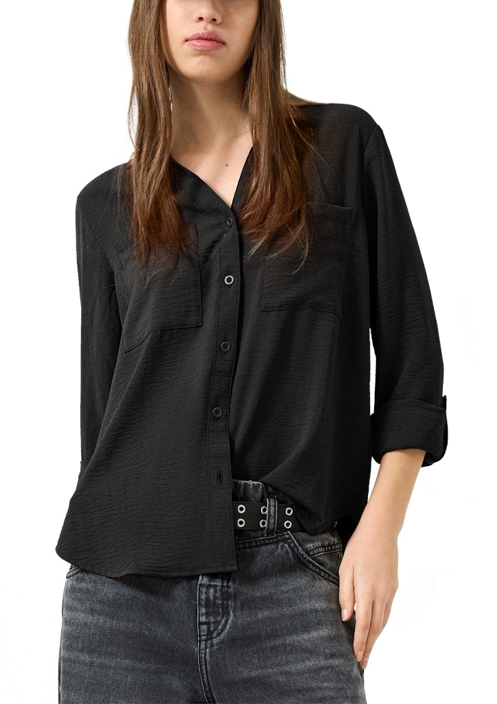 Langarmbluse - Grey/Black